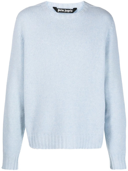  Palm Angels Curved-logo Wool-blend Jumper - Blue 