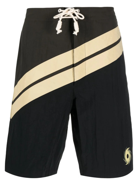  Palm Angels Diagonal Surf Swim Shorts - Black 