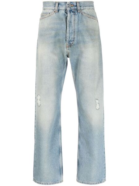  Palm Angels Distressed Straight-leg Jeans - Blue 
