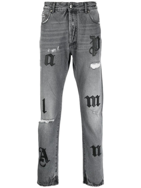  Palm Angels Distressed Straight-leg Jeans - Grey 