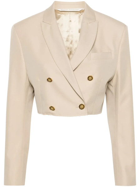  Palm Angels Double-breasted Cropped Blazer - Neutrals 