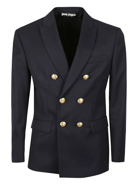  Palm Angels Embroidered Double-breasted Blazer - Blue 