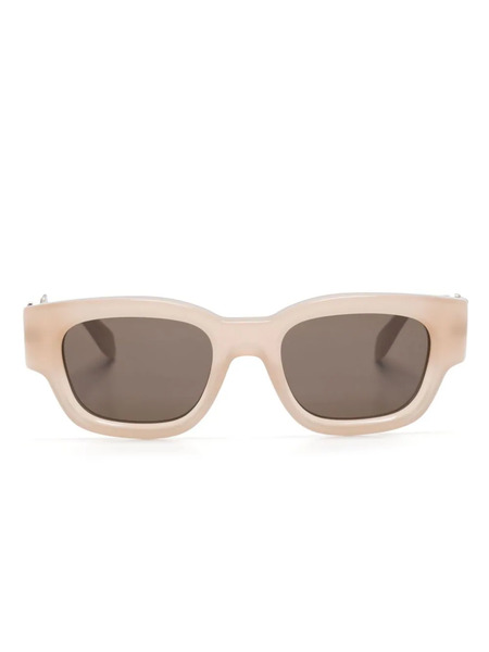  Palm Angels Eyewear Logo-plaque Square-frame Sunglasses - Brown 