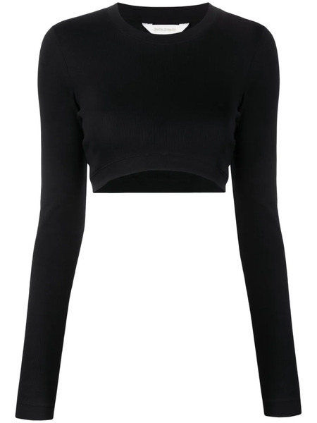  Palm Angels Fine-ribbed Cropped Long-sleeve Top - Black 