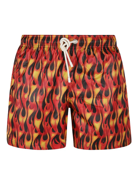  Palm Angels Flame-print Swim Shorts - Red 