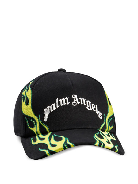  Palm Angels Flames Logo Curved Cap - Black 