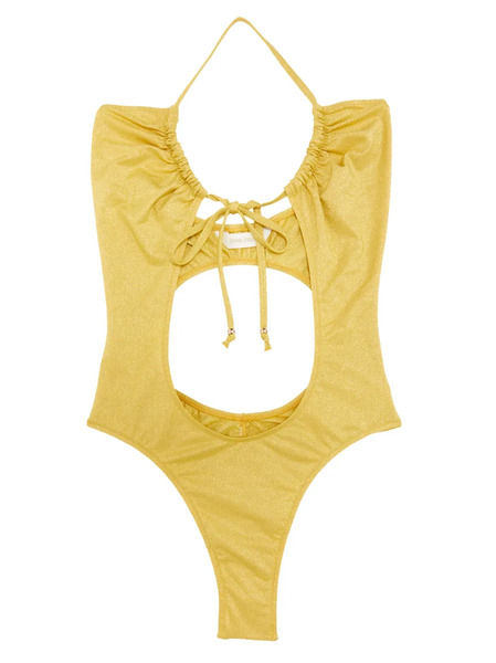  Palm Angels Glittered Cut-out Swimsuit - Yellow 