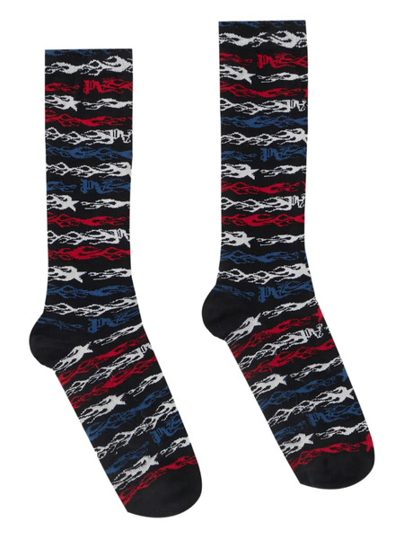  Palm Angels Jacquard Flames Socks - Black 