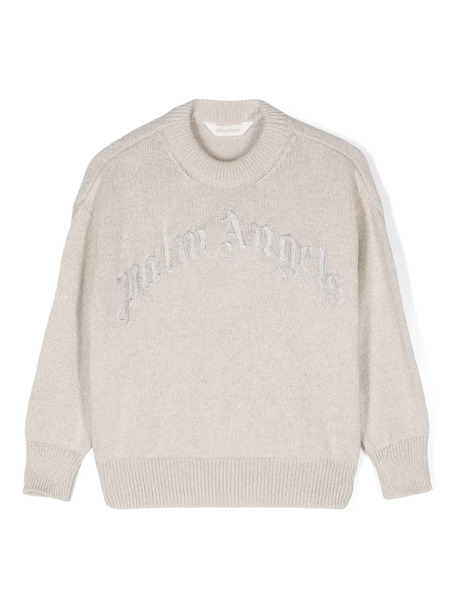  Palm Angels Kids Curved Logo Jumper - Neutrals 