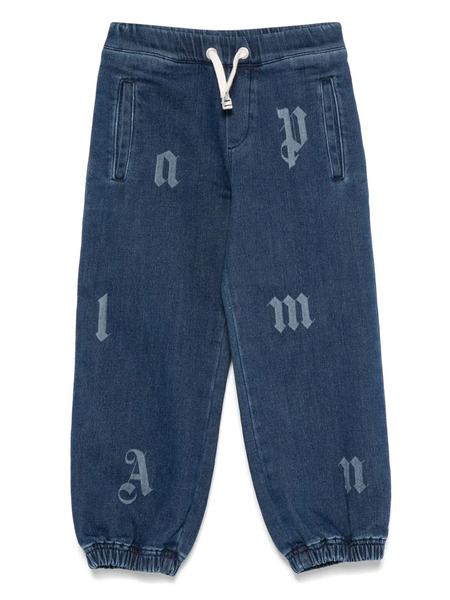  Palm Angels Kids Drawstring-cuffed Jeans - Blue 