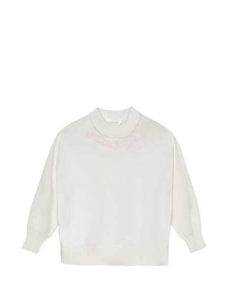  Palm Angels Kids Embroidery Crew Neck Top - Neutrals 