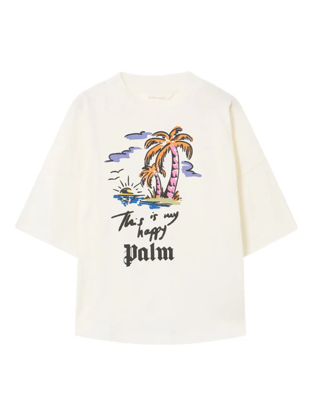  Palm Angels Kids Happy Palms T-shirt - Neutrals 
