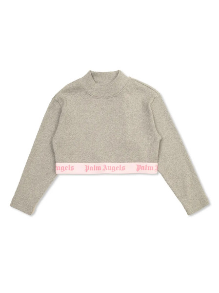  Palm Angels Kids Logo Band Jumper - Grey 