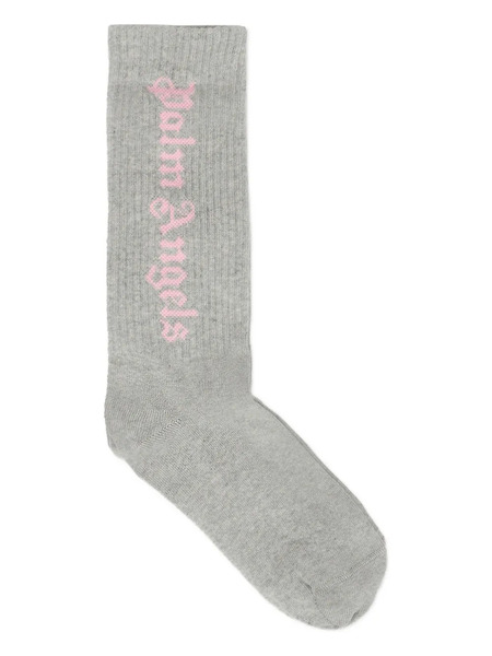  Palm Angels Kids Logo-motif Socks - Grey 