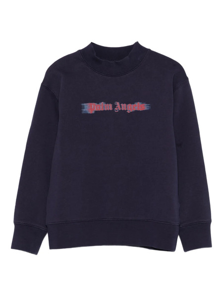  Palm Angels Kids Mock-neck Logo Sweatshirt - Blue 