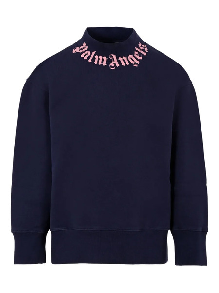  Palm Angels Kids Mock-neck Logo Sweatshirt - Blue 