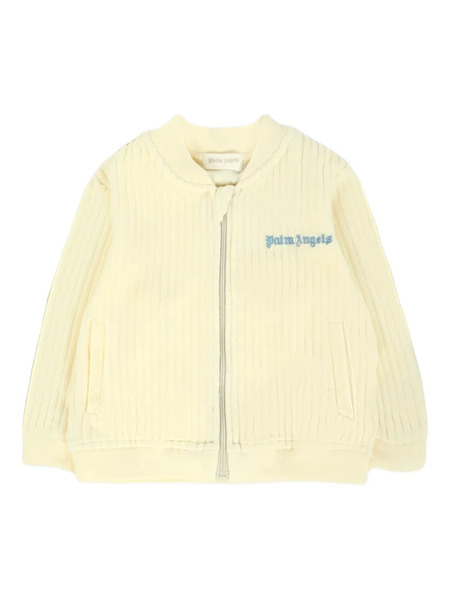  Palm Angels Kids Ribbed Zip-up Jacket - Neutrals 
