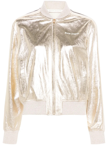  Palm Angels Leather Bomber Jacket - Gold 