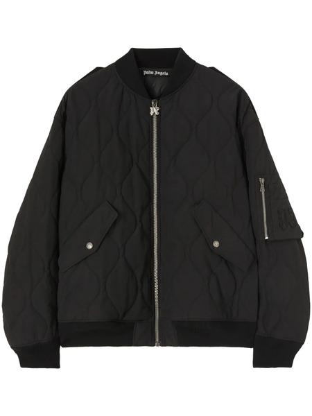 Palm Angels Logo-appliqué Quilted Bomber Jacket - Black 
