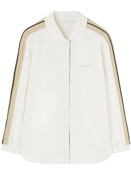  Palm Angels Logo-embroidered Cotton Track Shirt - Neutrals 