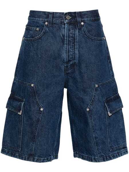  Palm Angels Logo-embroidered Denim Shorts - Blue 