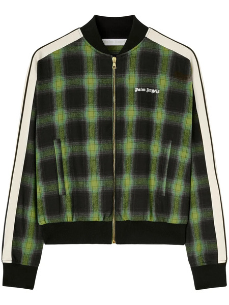  Palm Angels Logo-embroidered Plaid Bomber Jacket - Green 