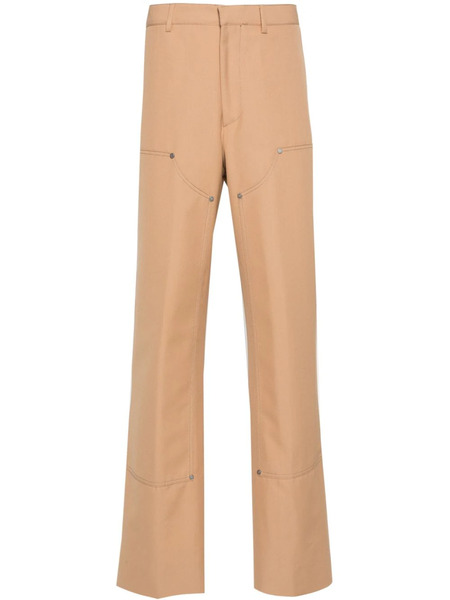  Palm Angels Logo-embroidered Straight Trousers - Neutrals 