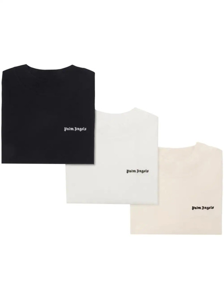  Palm Angels Logo-embroidered T-shirts (pack Of Three) - Neutrals 