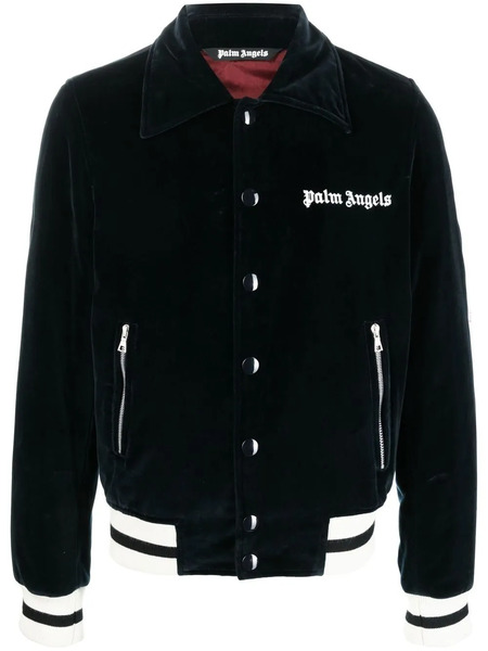  Palm Angels Logo-embroidered Velvet Jacket - Black 