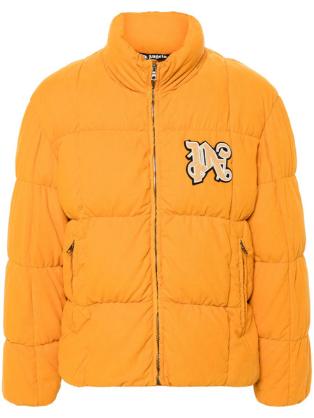  Palm Angels Logo-patch Corduroy Down Jacket - Orange 