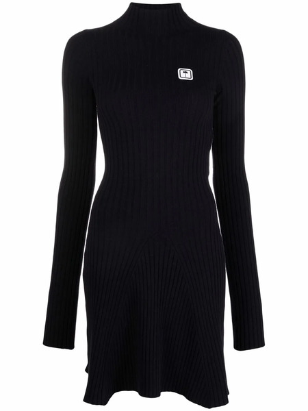  Palm Angels Logo Patch Knitted Dress - Blue 