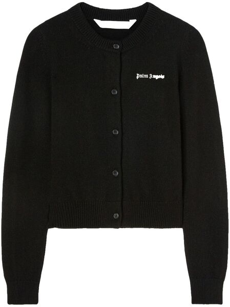  Palm Angels Logo-print Button-up Cardigan - Black 