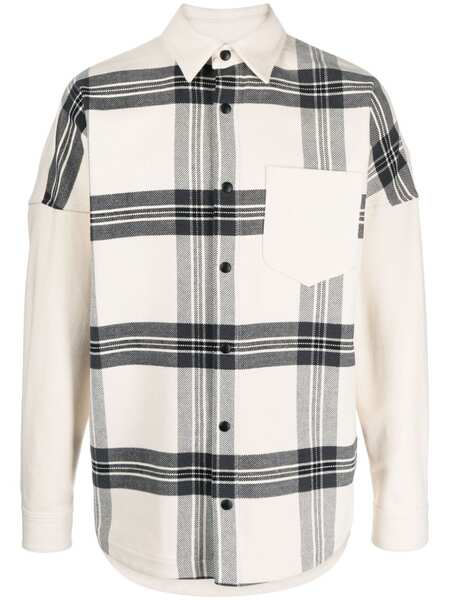  Palm Angels Logo-print Checked Overshirt - Neutrals 