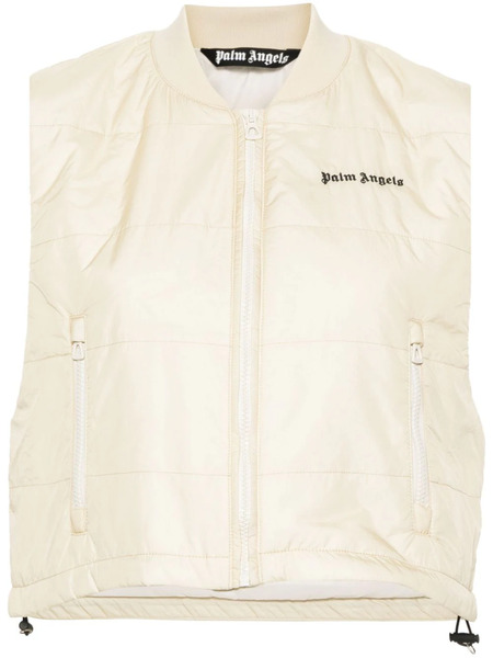  Palm Angels Logo-print Down Vest - Neutrals 