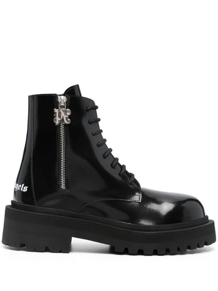  Palm Angels Logo-print Lace-up Boots - Black 