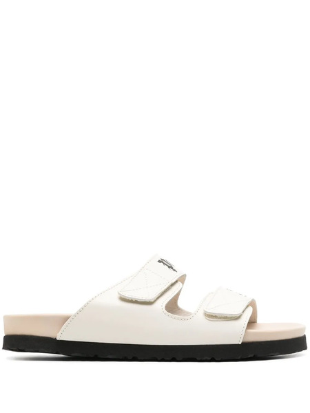  Palm Angels Logo-print Leather Flat Sandals - White 