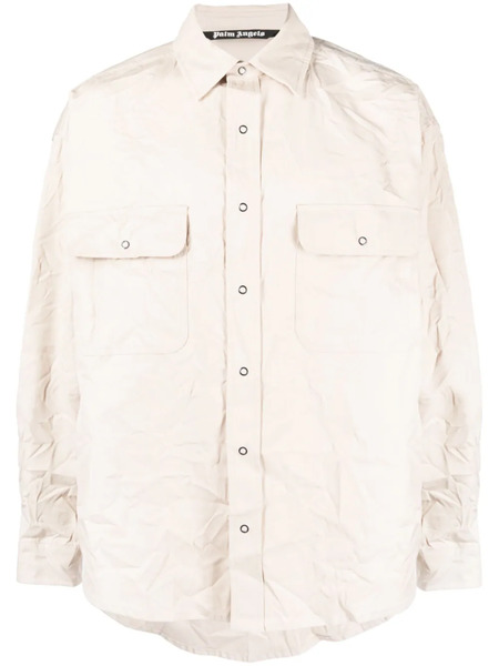  Palm Angels Logo-print Long-sleeve Shirt - Neutrals 