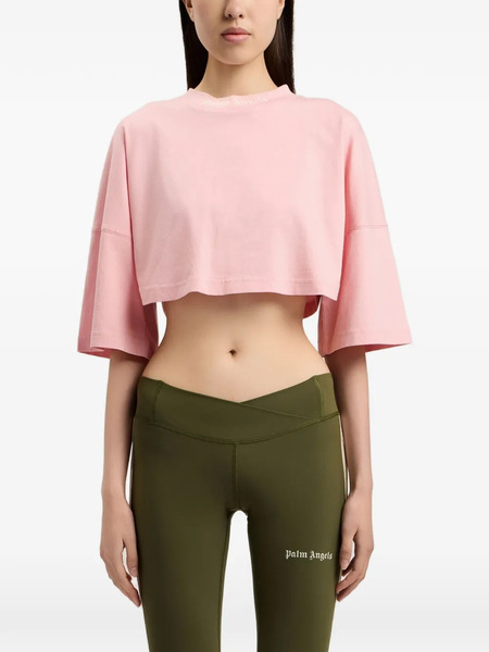  Palm Angels Logo-printed Cropped T-shirt - Pink 