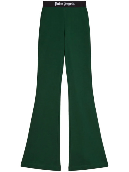  Palm Angels Logo-tape Cotton Flared Trousers - Green 