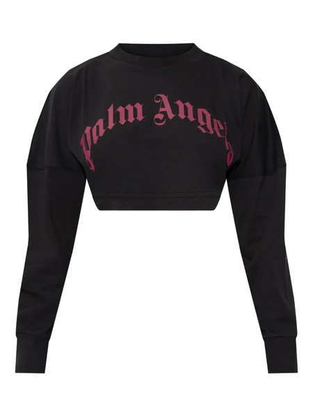  Palm Angels Long-sleeve Crop Top - Black 