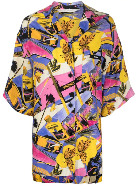  Palm Angels Miami Graphic-print Bowling Shirt - Pink 