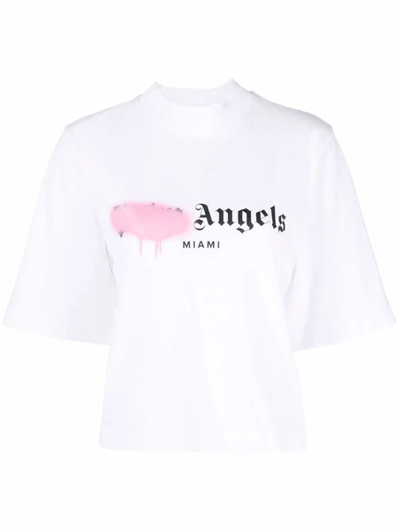  Palm Angels Miami Sprayed-logo T-shirt - White 