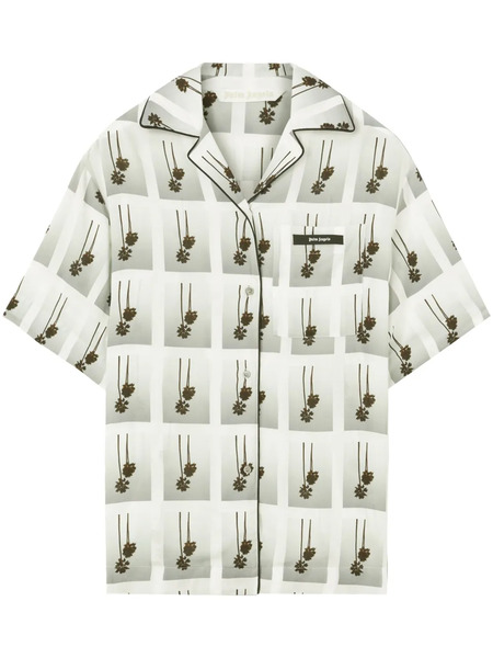  Palm Angels Mirage Palm-tree Print Bowling Shirt - White 