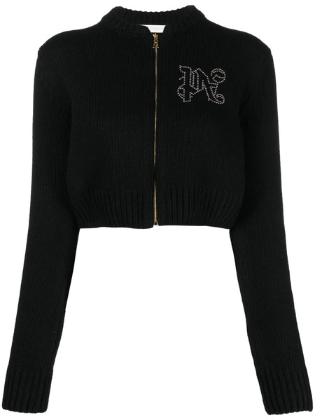  Palm Angels Monogram-appliqu� Zip-up Sweatshirt - Black 