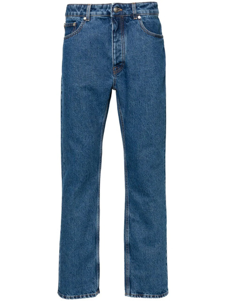  Palm Angels Monogram-embroidered Straight-leg Jeans - Blue 