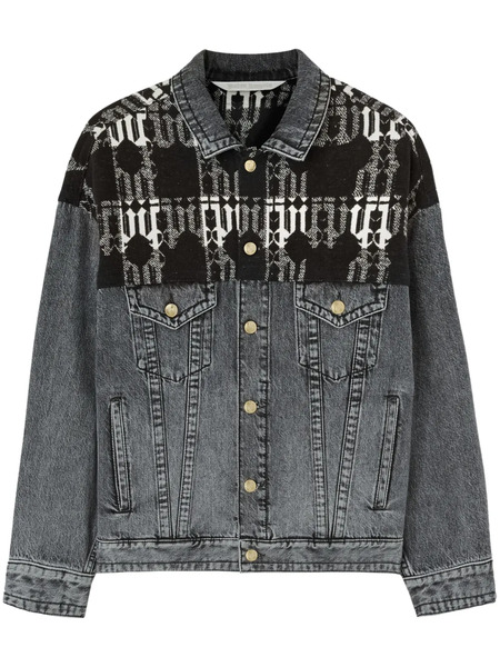  Palm Angels Monogram-jacquard Denim Jacket - Grey 
