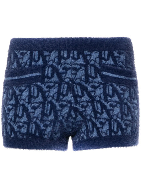  Palm Angels Monogram-jacquard Knitted Shorts - Blue 