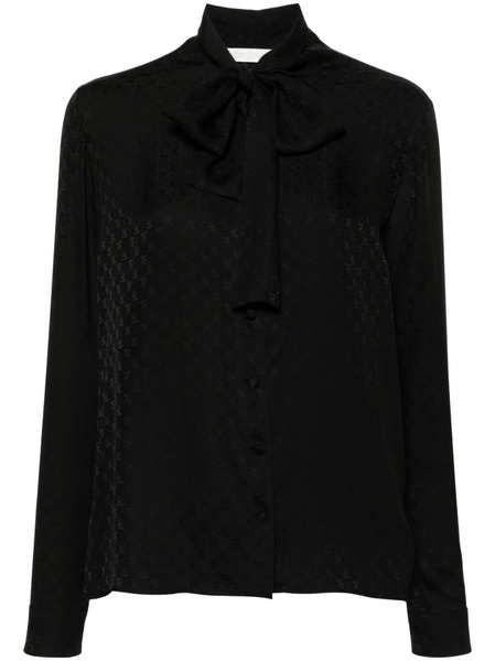  Palm Angels Monogram-jacquard Silk Blouse - Black 