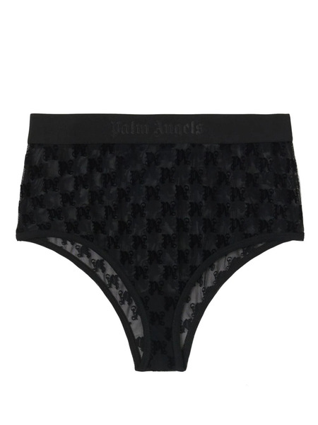  Palm Angels Monogram-motif Lace Briefs - Black 