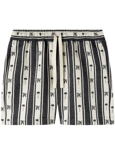  Palm Angels Monogram-print Striped Shorts - Black 